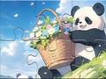 Peli Jigsaw Puzzle: Basket Flower Panda
