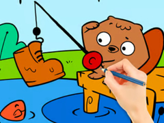 Peli Coloring Book: Fishing Squirrel